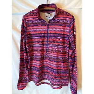 Nike Pro Dri-Fit Women L Multi Tribal Half Zip Lined Pullover Classic 685681-696